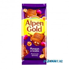 Молочный шоколад Alpen Gold «Фундук и Изюм»